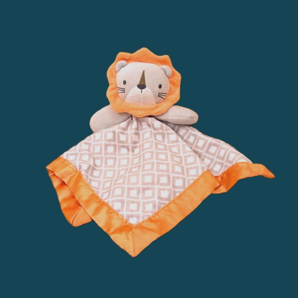 Circo Lion Security Blanket Lovey Orange Squares Satin Trim HTF Replacement